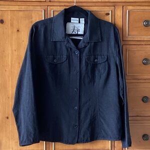 Chico’s Black Washable Silk Linen Blend Jacket - Chico’s Size 2 (L/12)